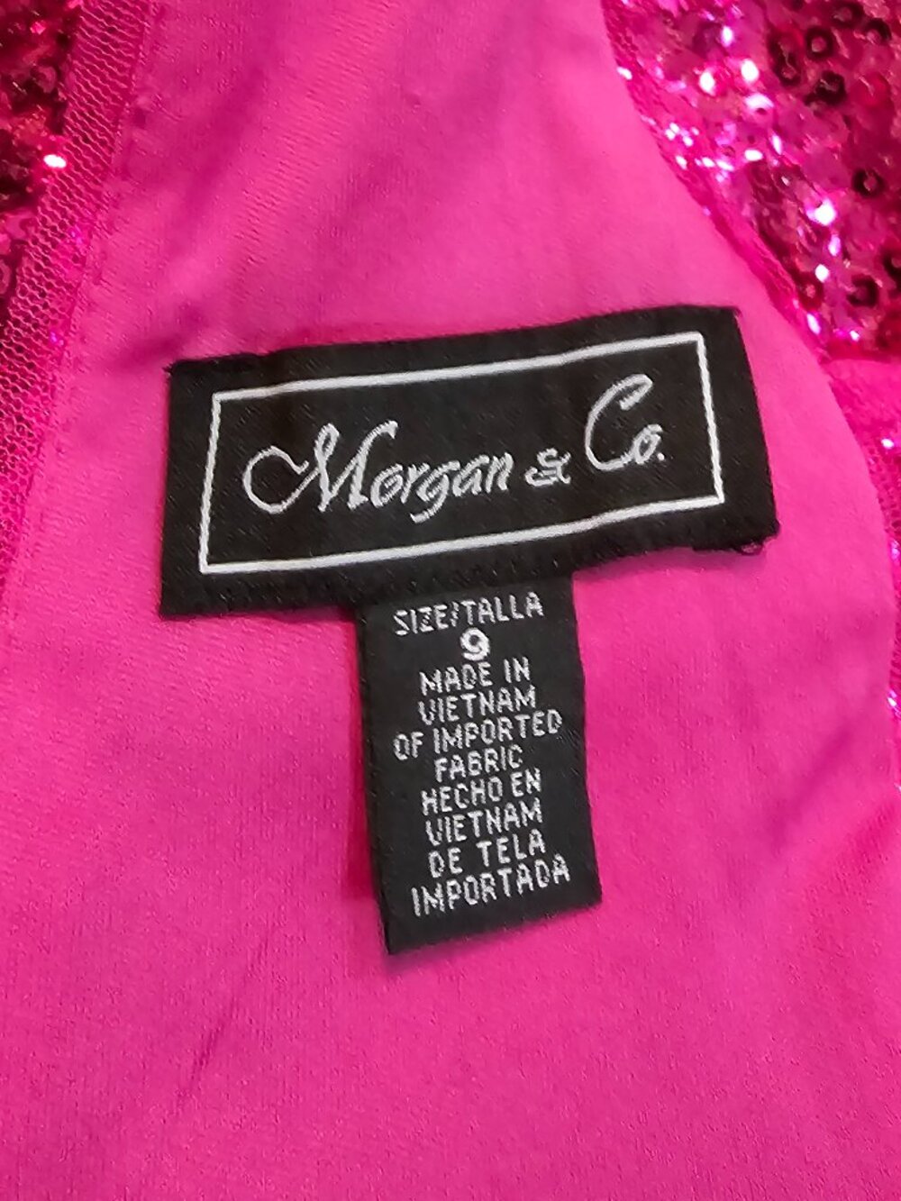 Morgan & Co Chloé Sequined Gown – Size 9 – Fuchsia A‑Line Formal Dress - Picture 7 of 7